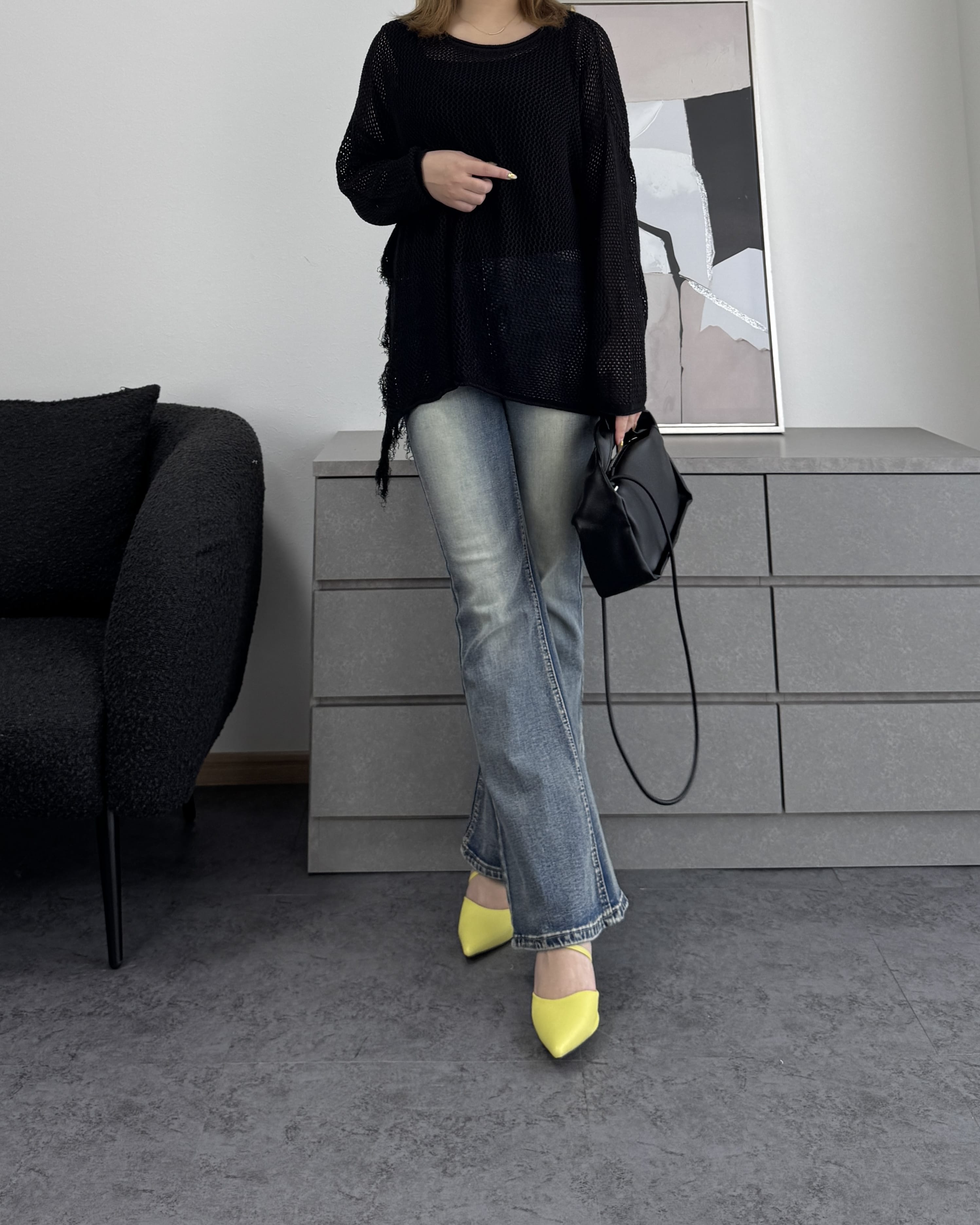 メッシュフリンジトップス