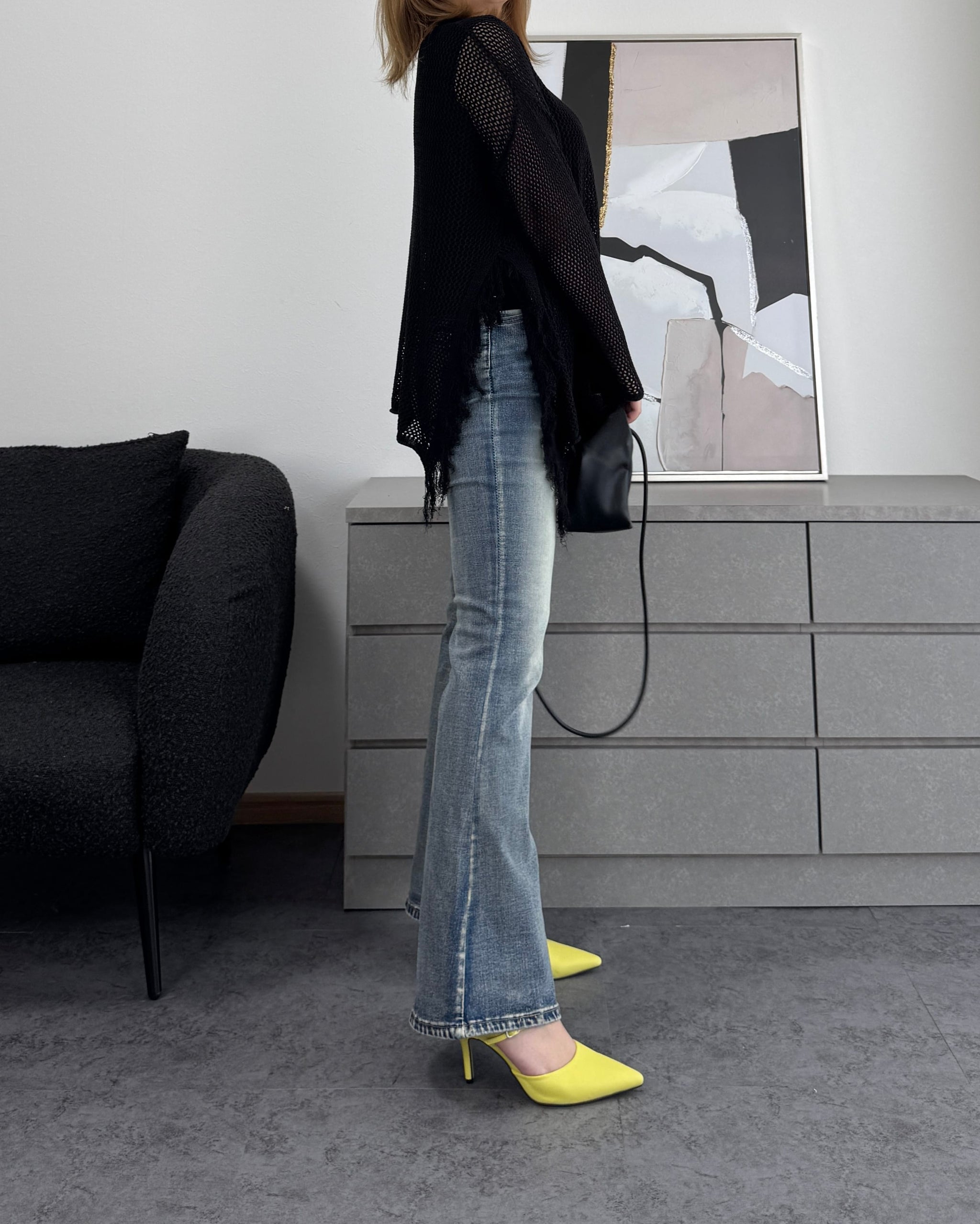 メッシュフリンジトップス