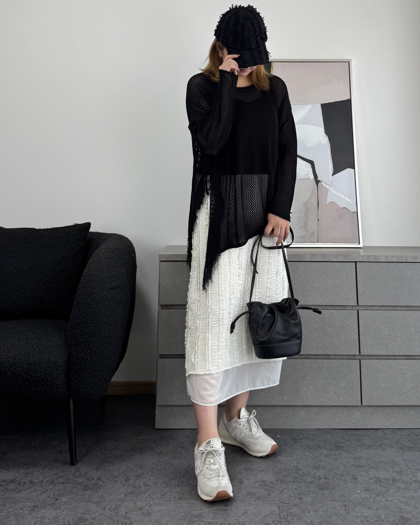 メッシュフリンジトップス