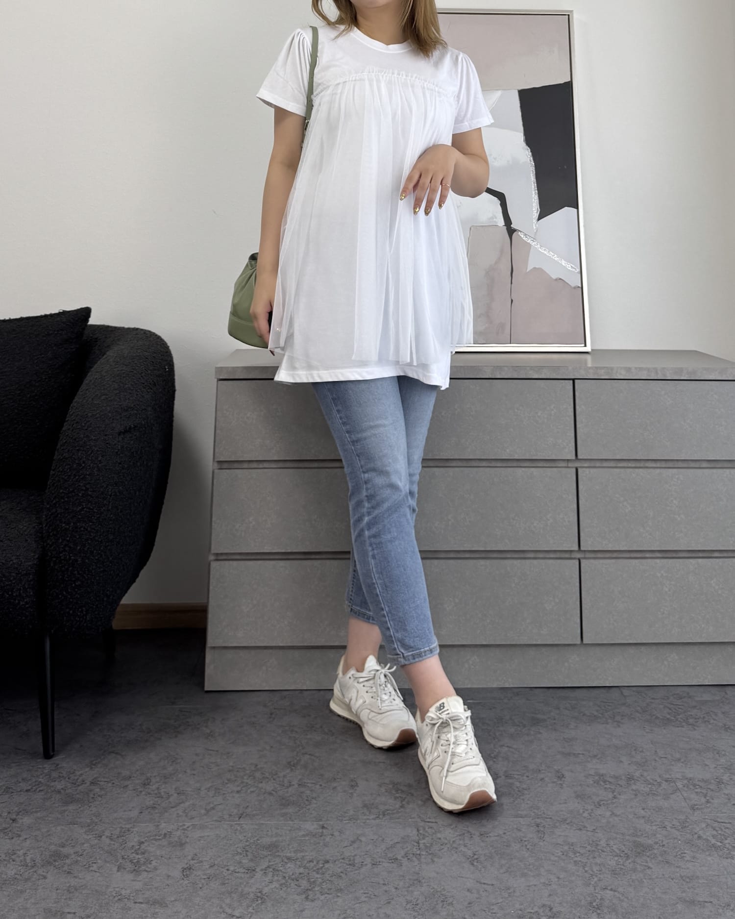 チュール付きTシャツ