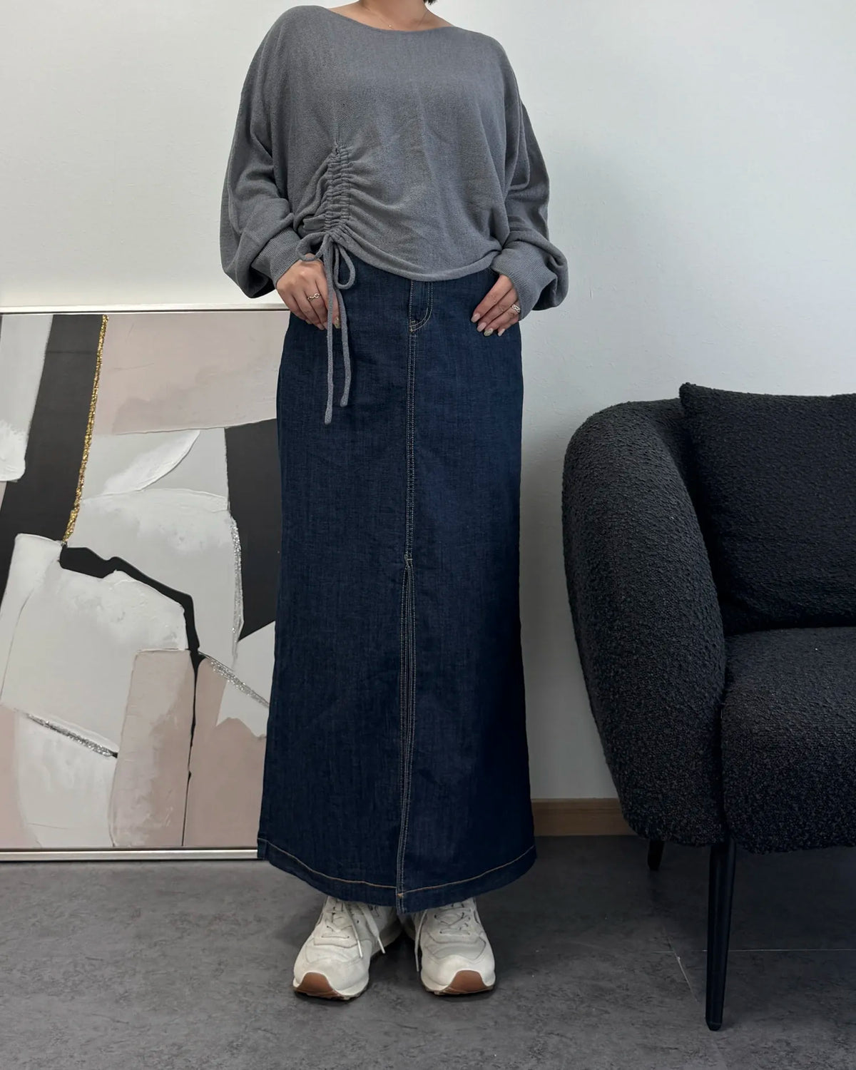 センタースリットデニムスカート