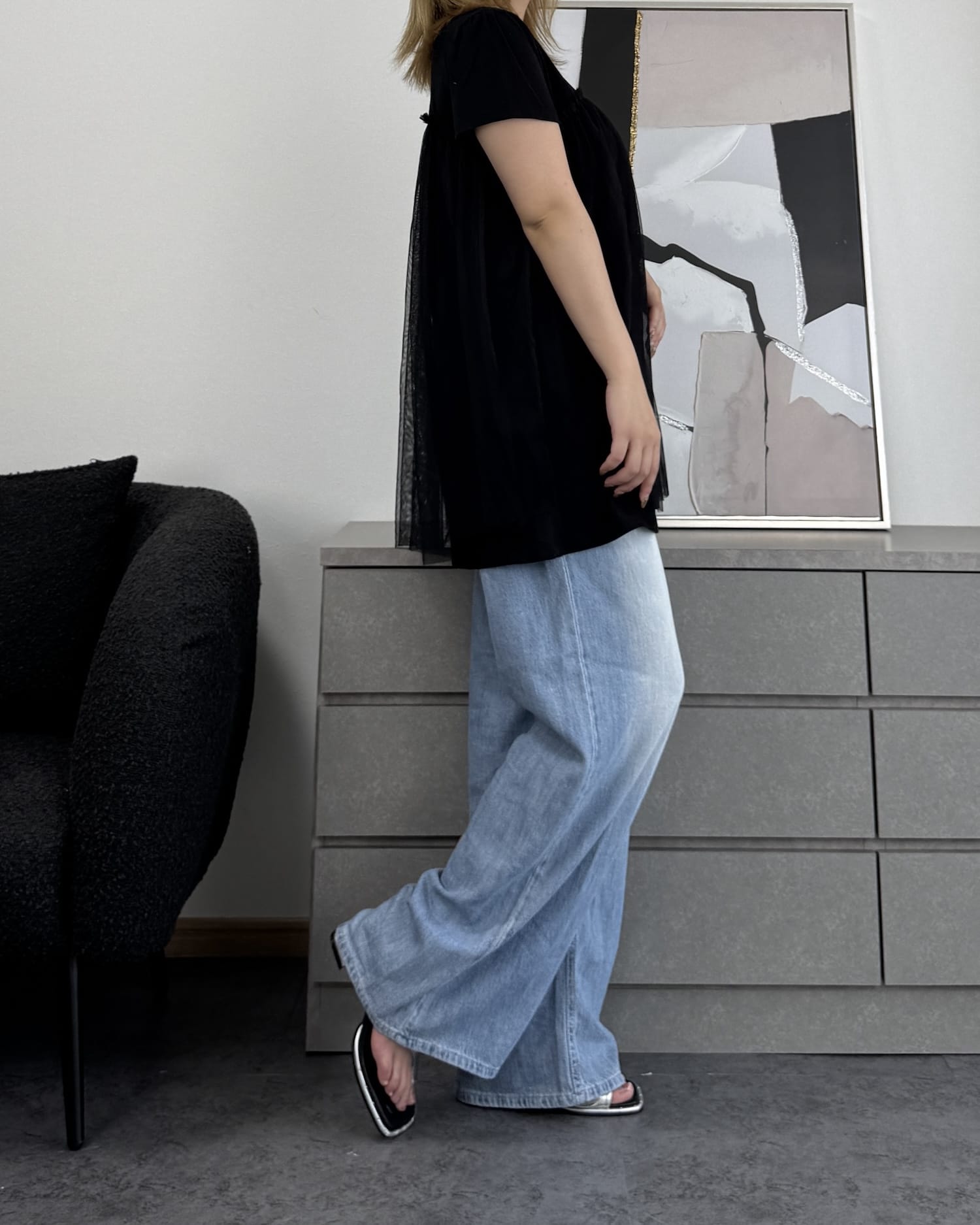 チュール付きTシャツ