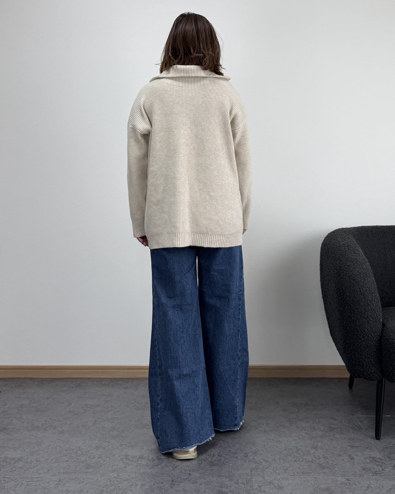 タートルジップリブニット