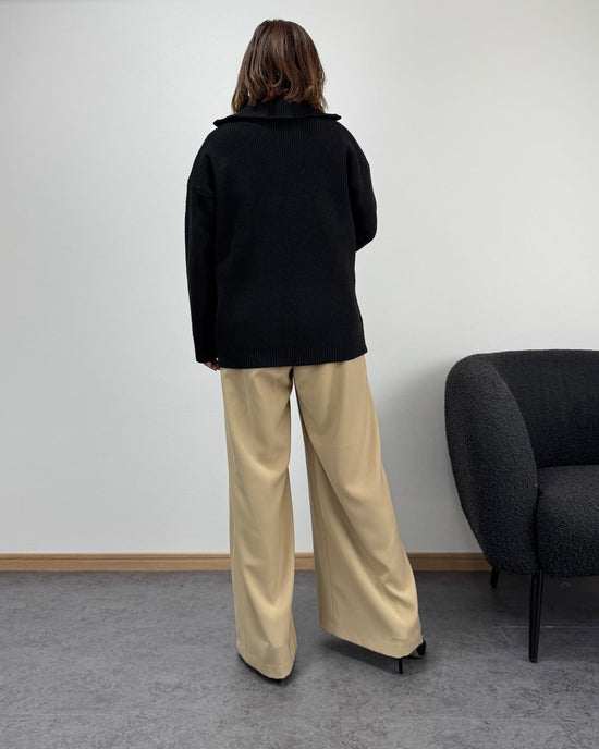 タートルジップリブニット