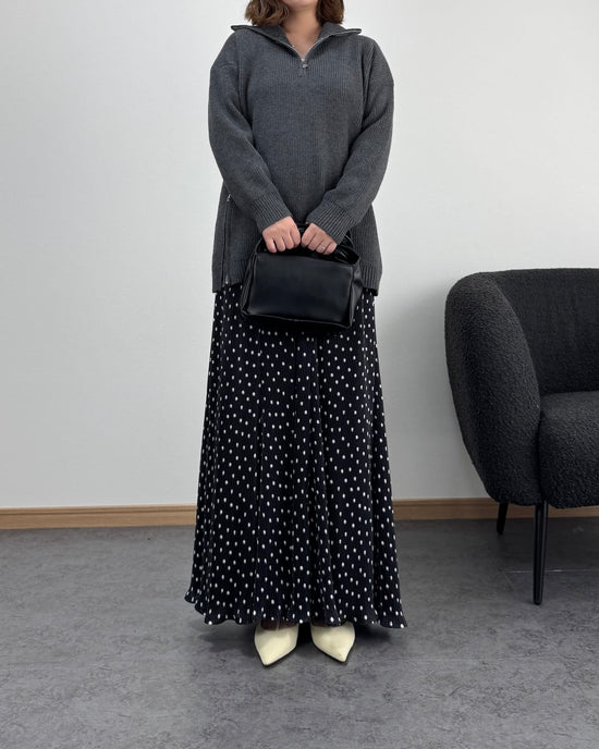 タートルジップリブニット