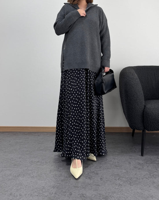 タートルジップリブニット