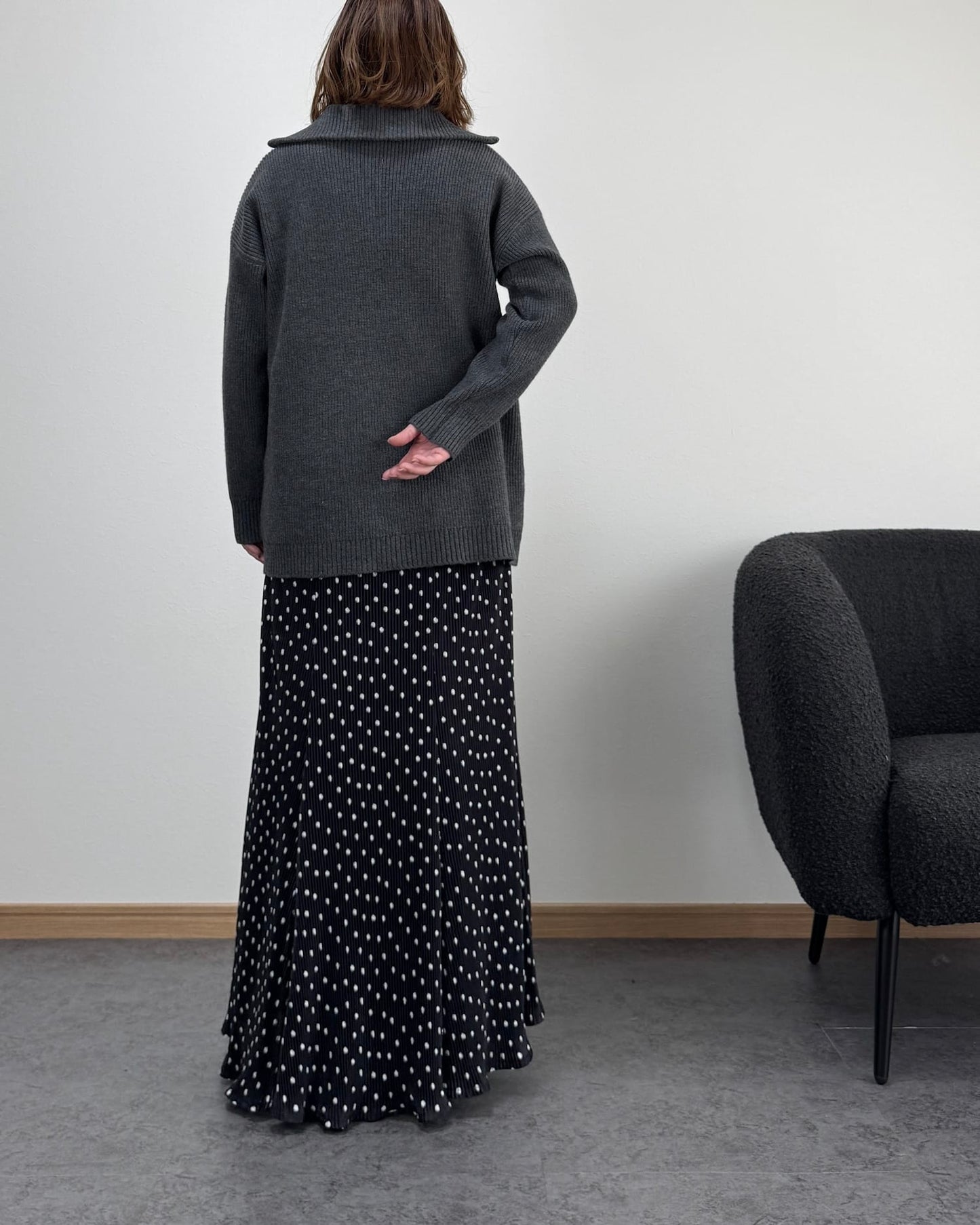 タートルジップリブニット