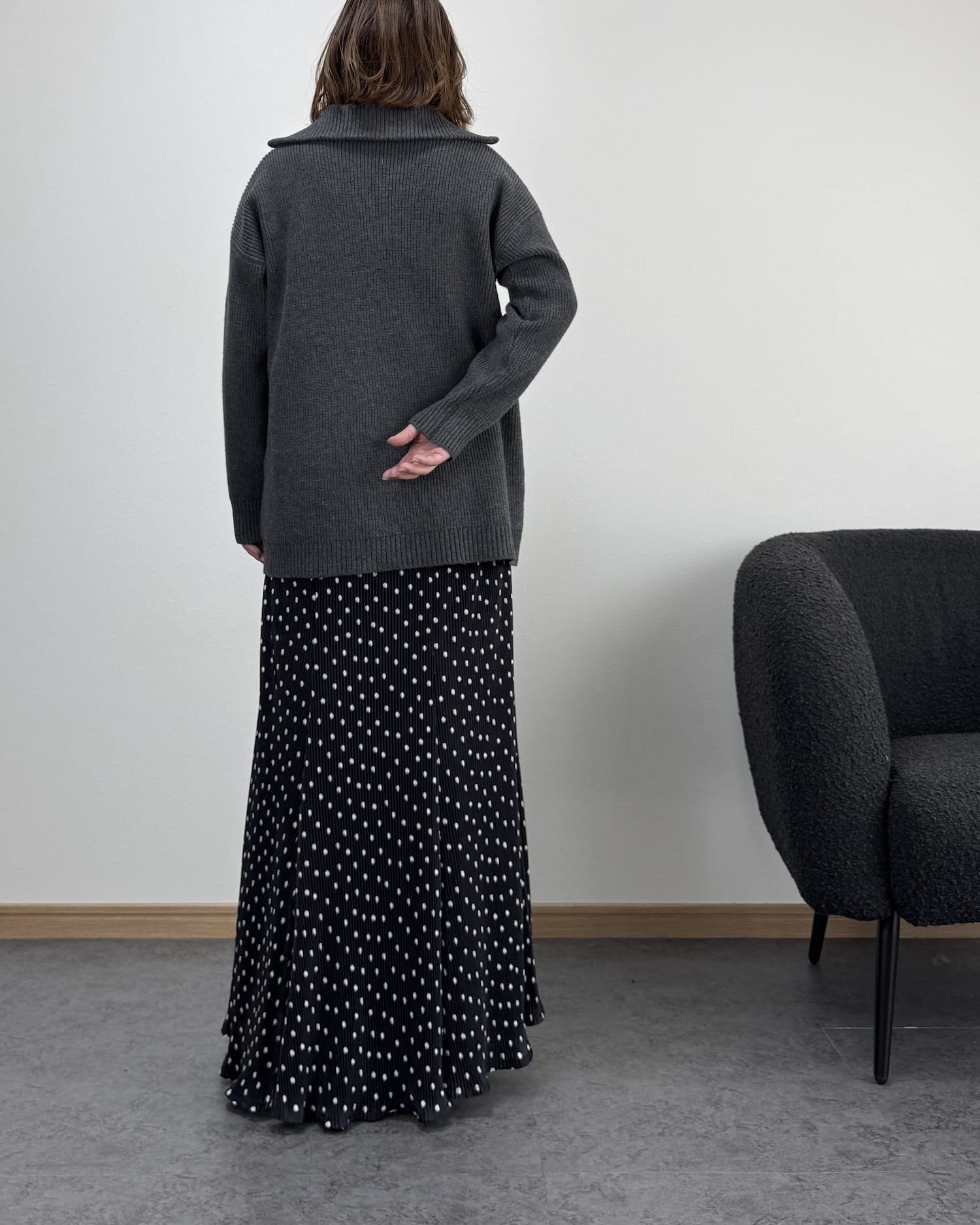 タートルジップリブニット