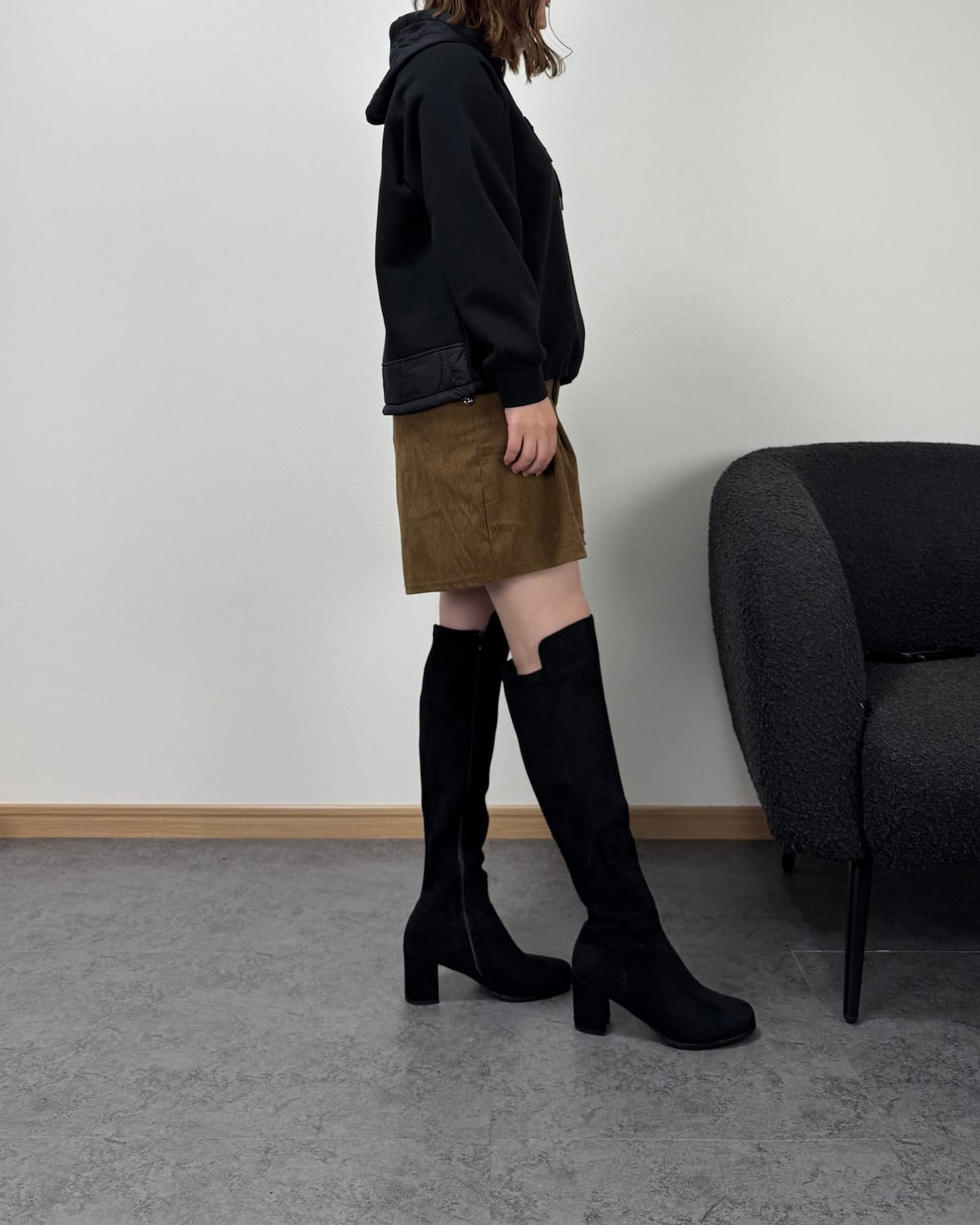 異素材コンビ裏起毛パーカー