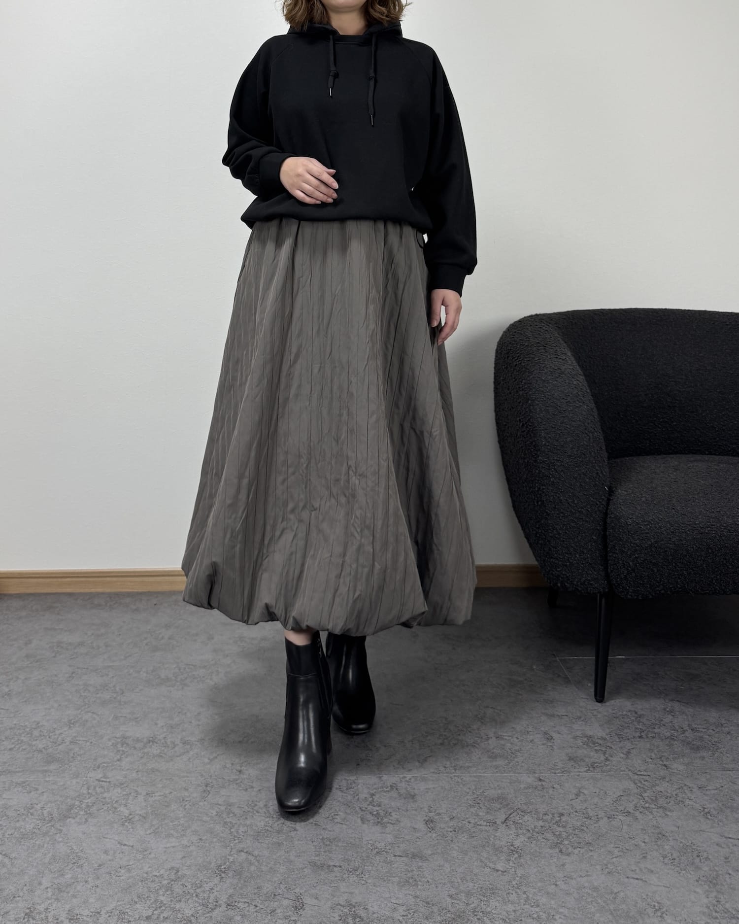 ダウン風バルーンナイロンスカート