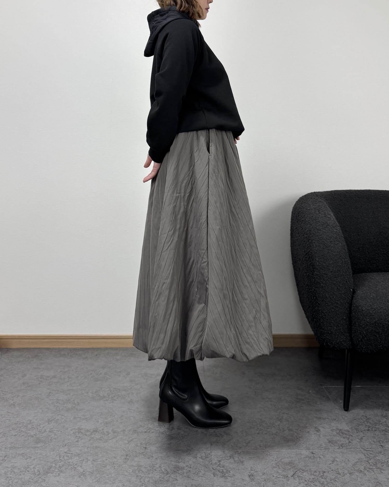 ダウン風バルーンナイロンスカート