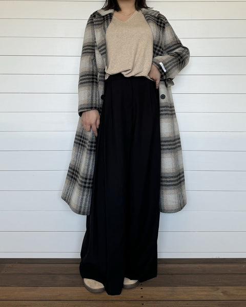 チェックロングウールコート – O.W