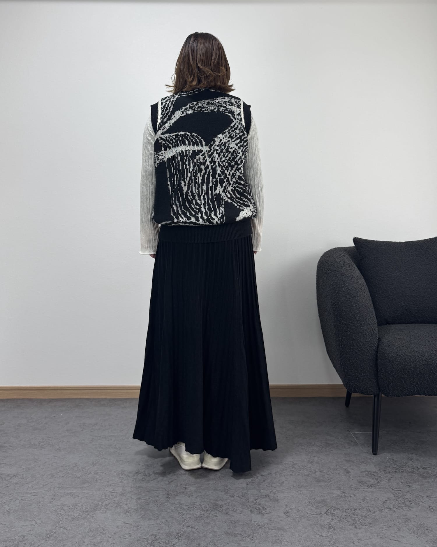 総柄モノトーンニットベスト