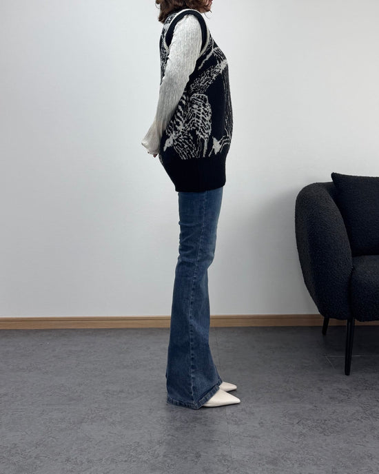 総柄モノトーンニットベスト