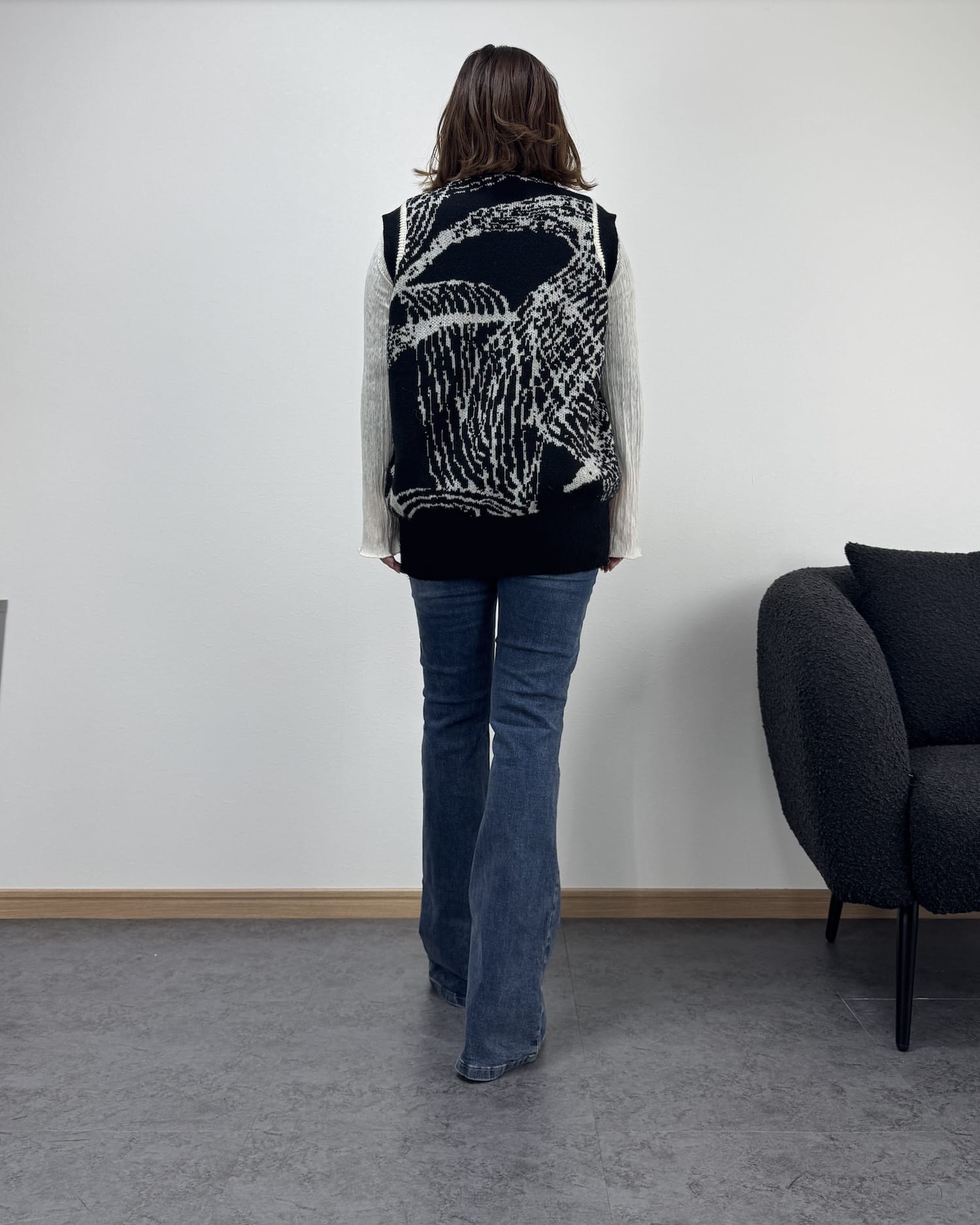 総柄モノトーンニットベスト