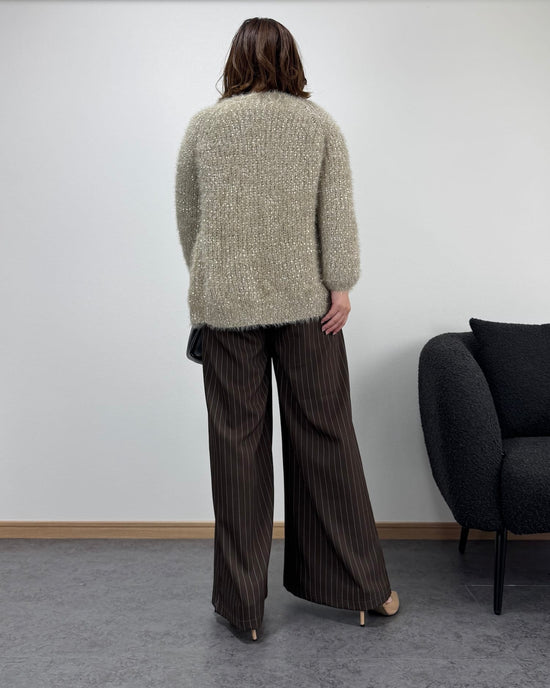 リボン編みラメニットカーディガン