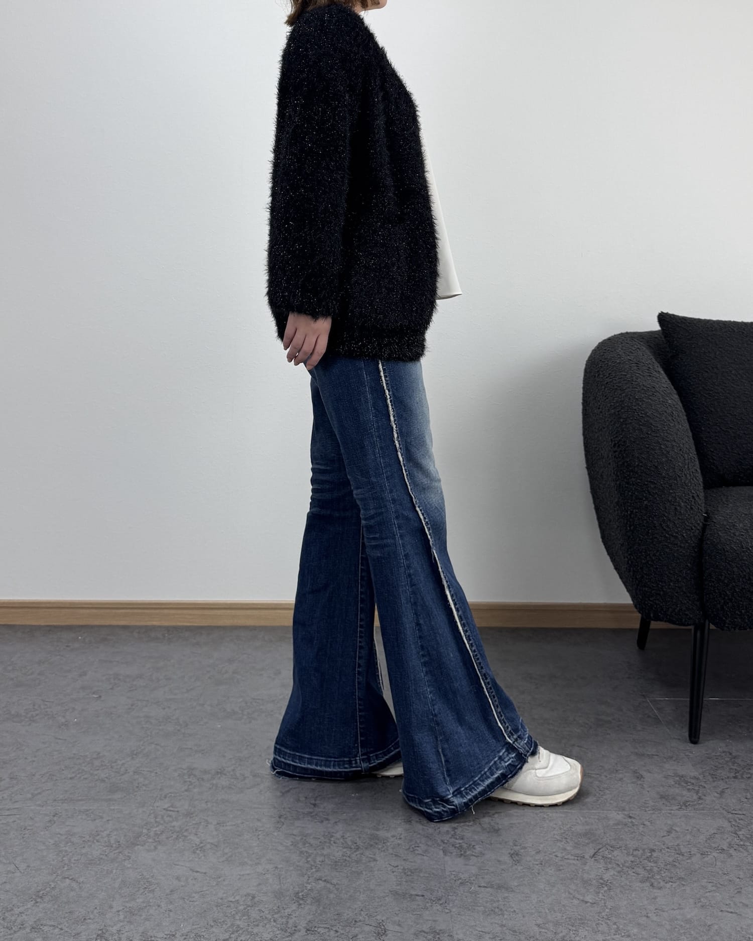 リボン編みラメニットカーディガン