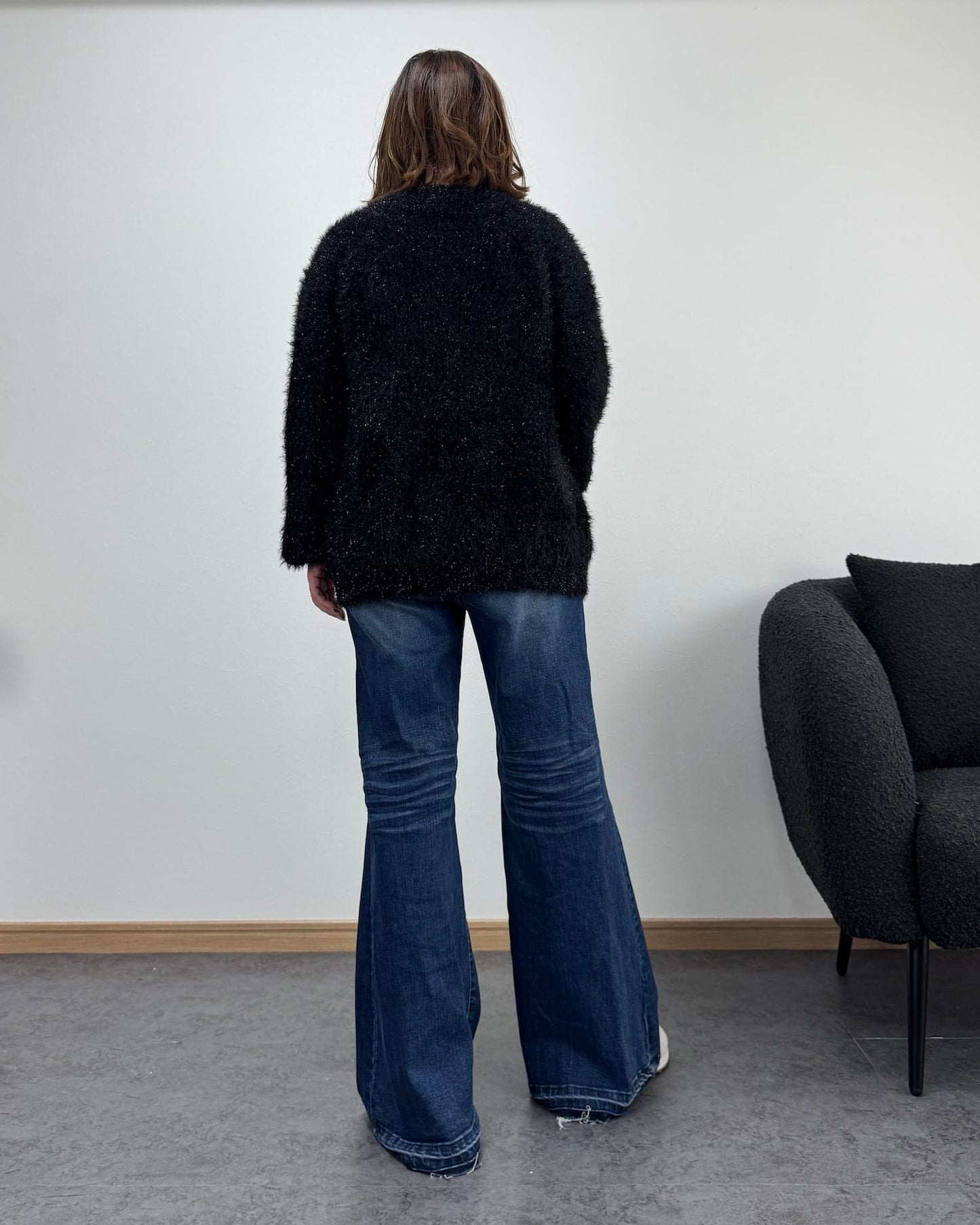 リボン編みラメニットカーディガン