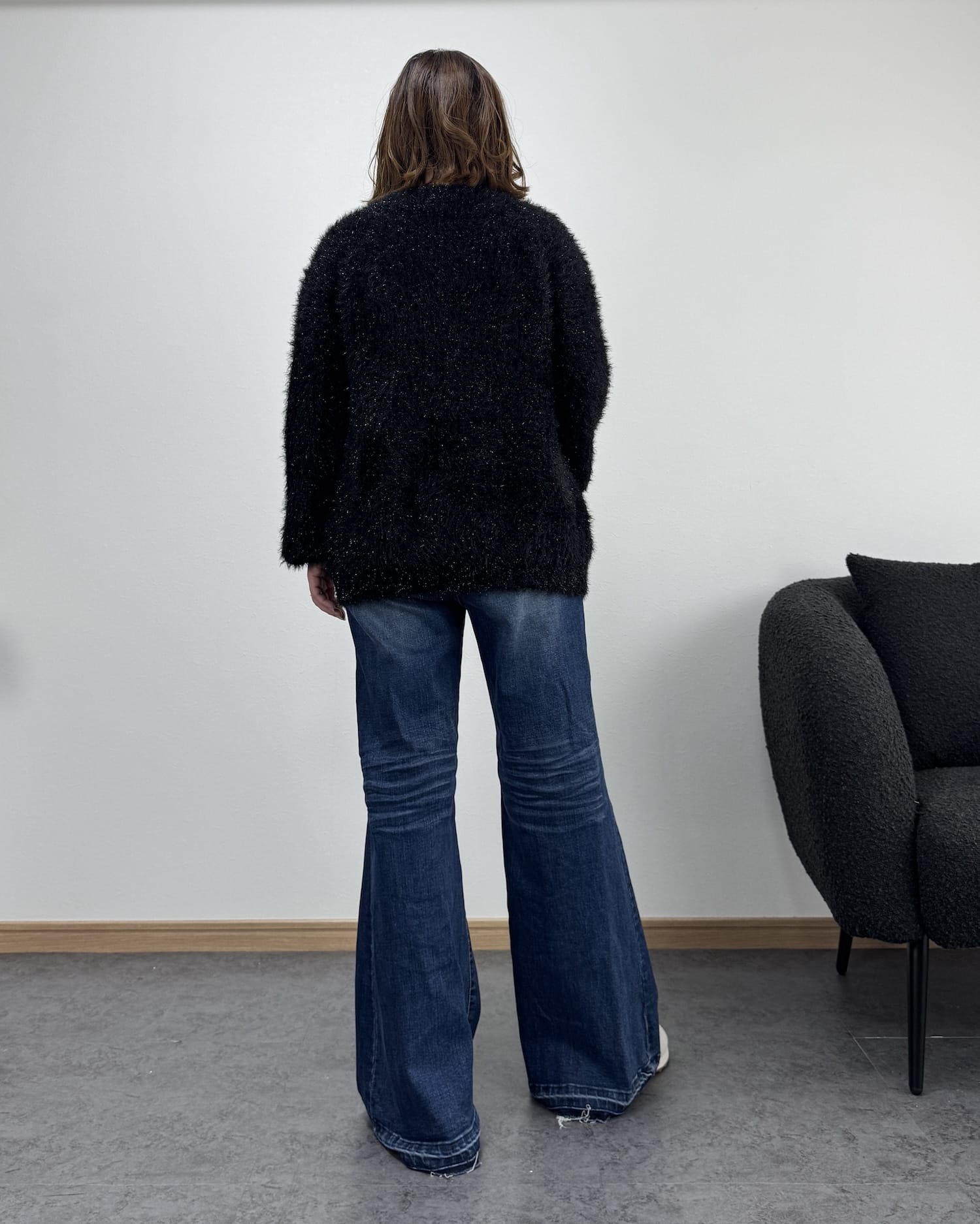 リボン編みラメニットカーディガン