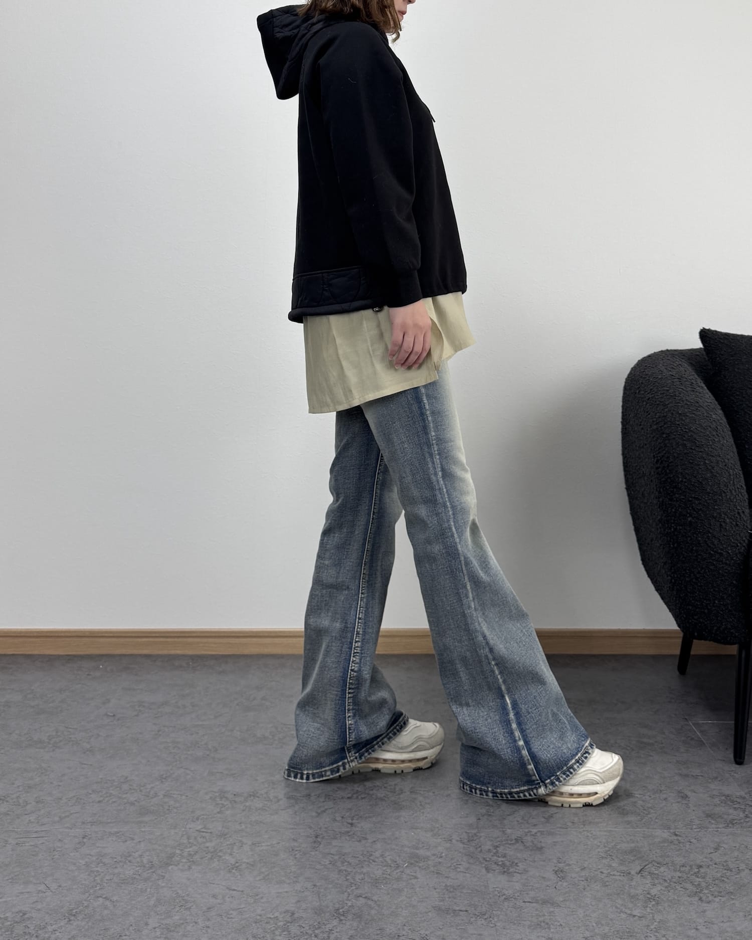 異素材コンビ裏起毛パーカー
