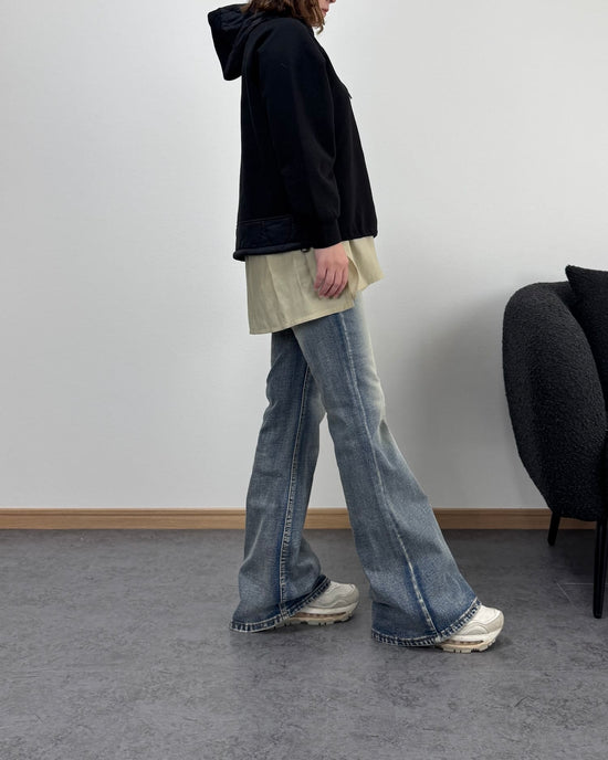 異素材コンビ裏起毛パーカー