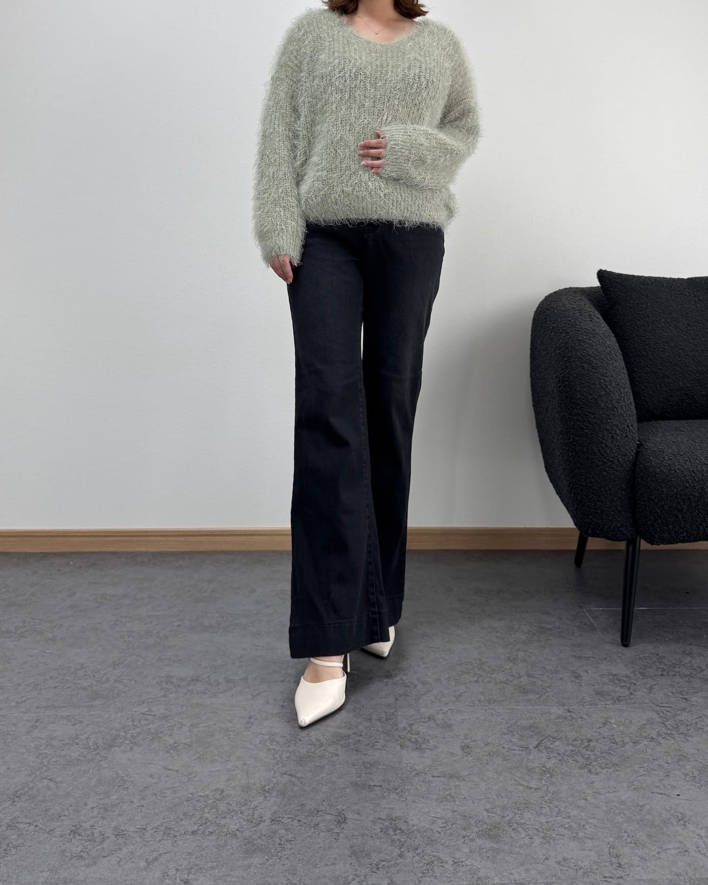 裾切り替えデニム