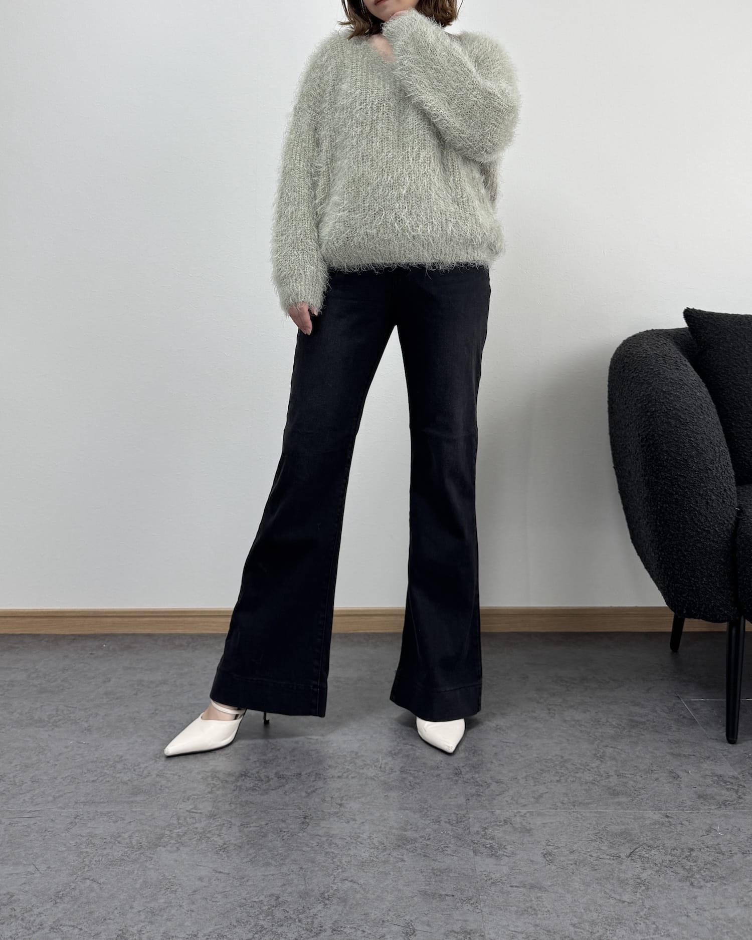 裾切り替えデニム