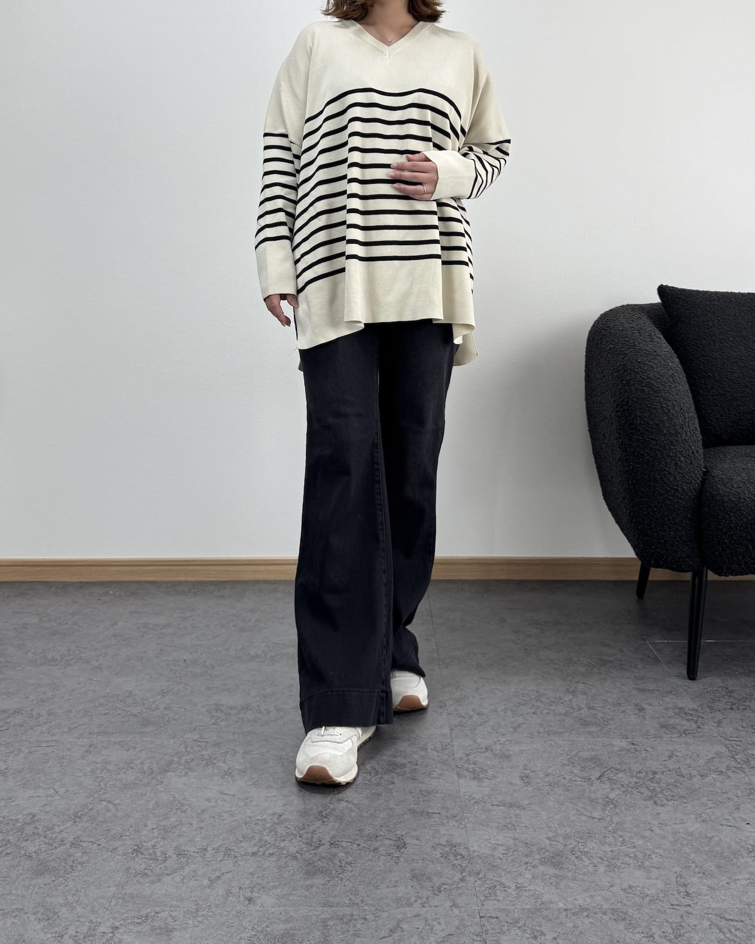 裾切り替えデニム