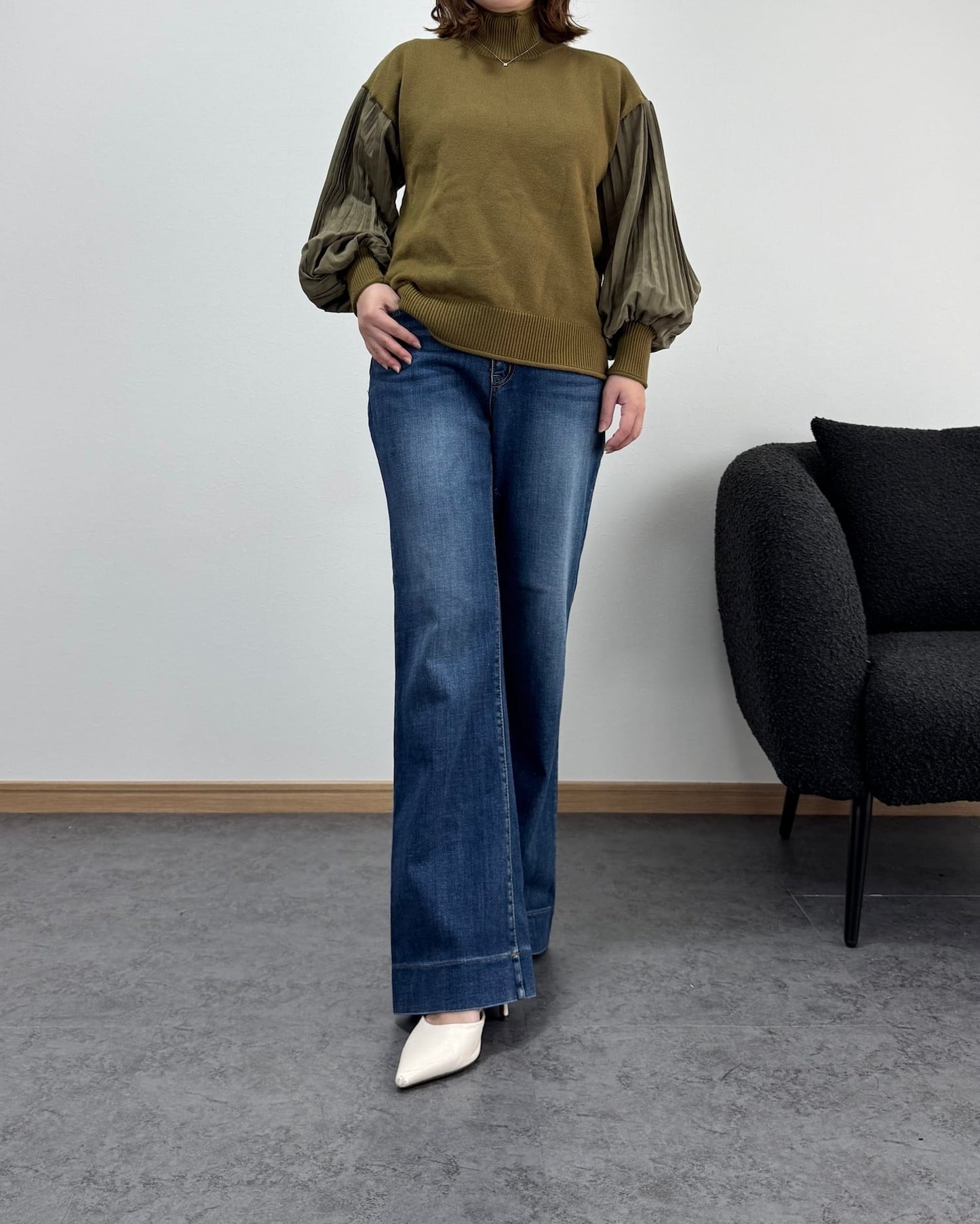 裾切り替えデニム