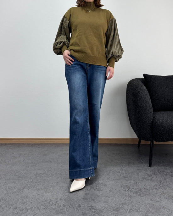 裾切り替えデニム