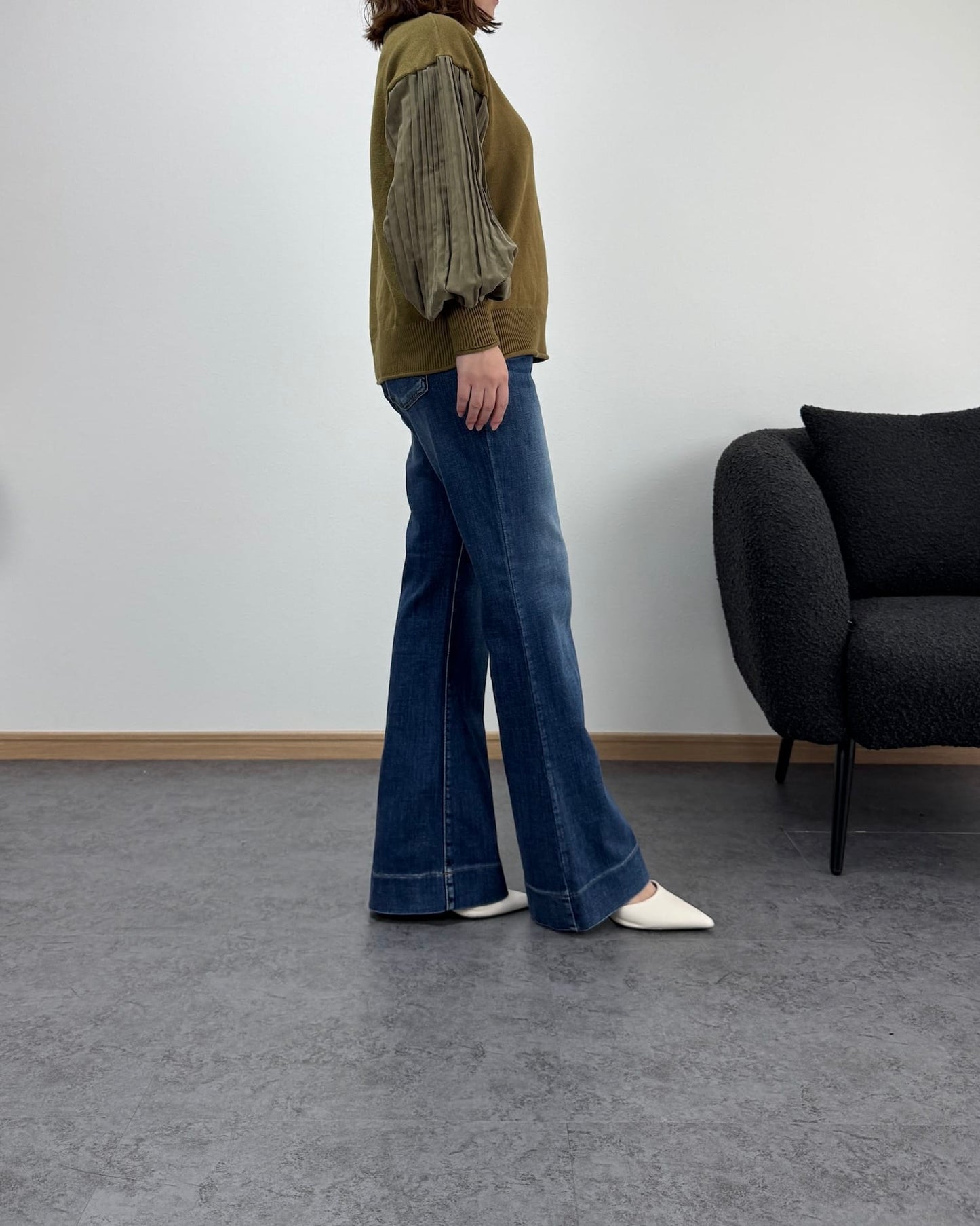 裾切り替えデニム