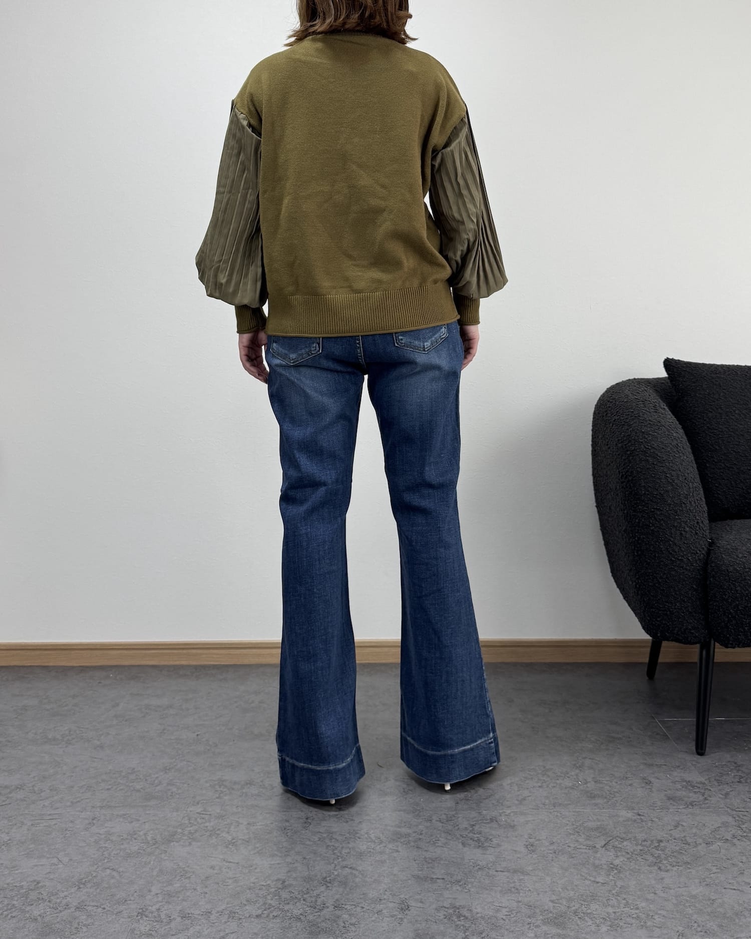 裾切り替えデニム