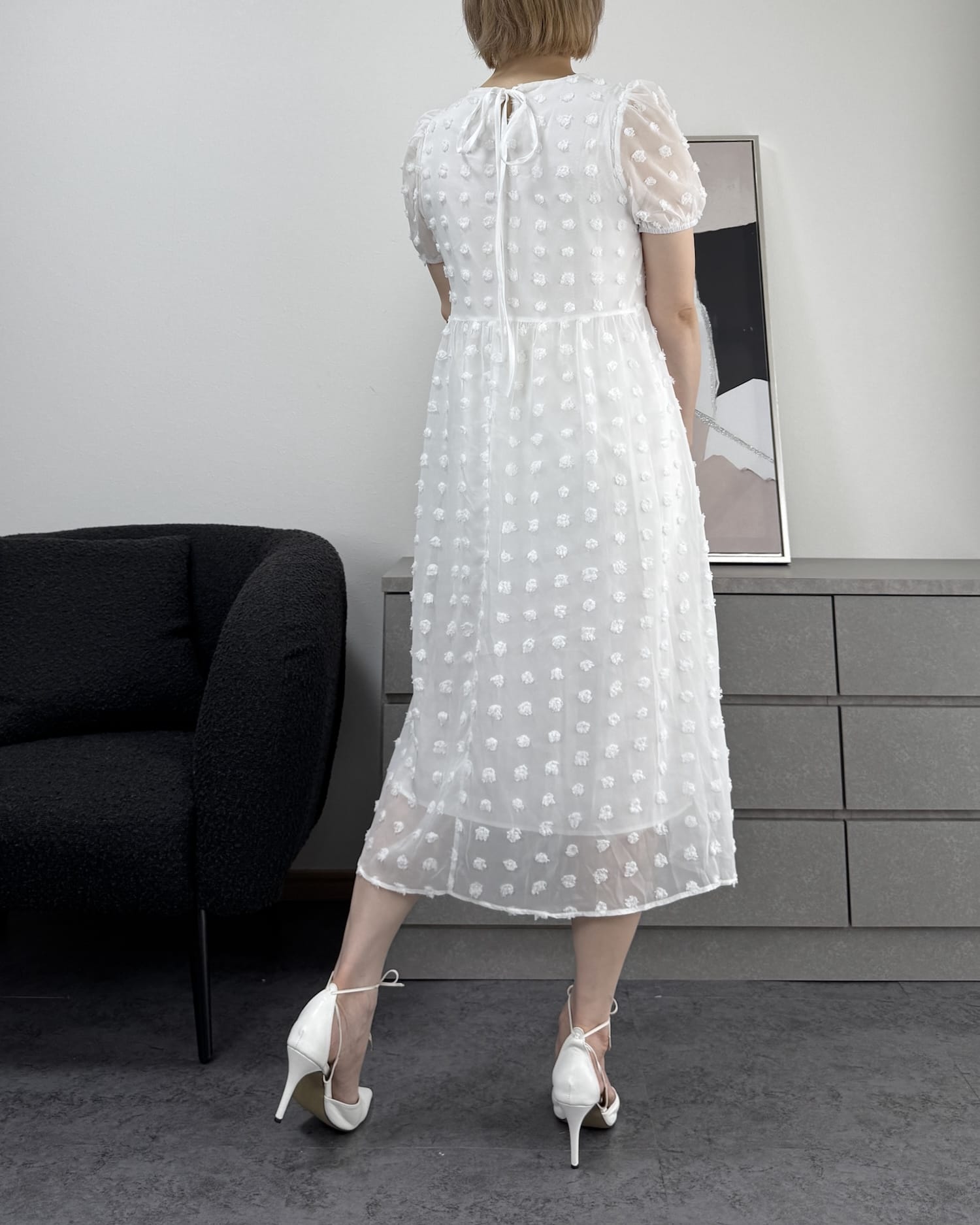 シアードットワンピース ホワイト　4L top084wht_honono_maternity_290