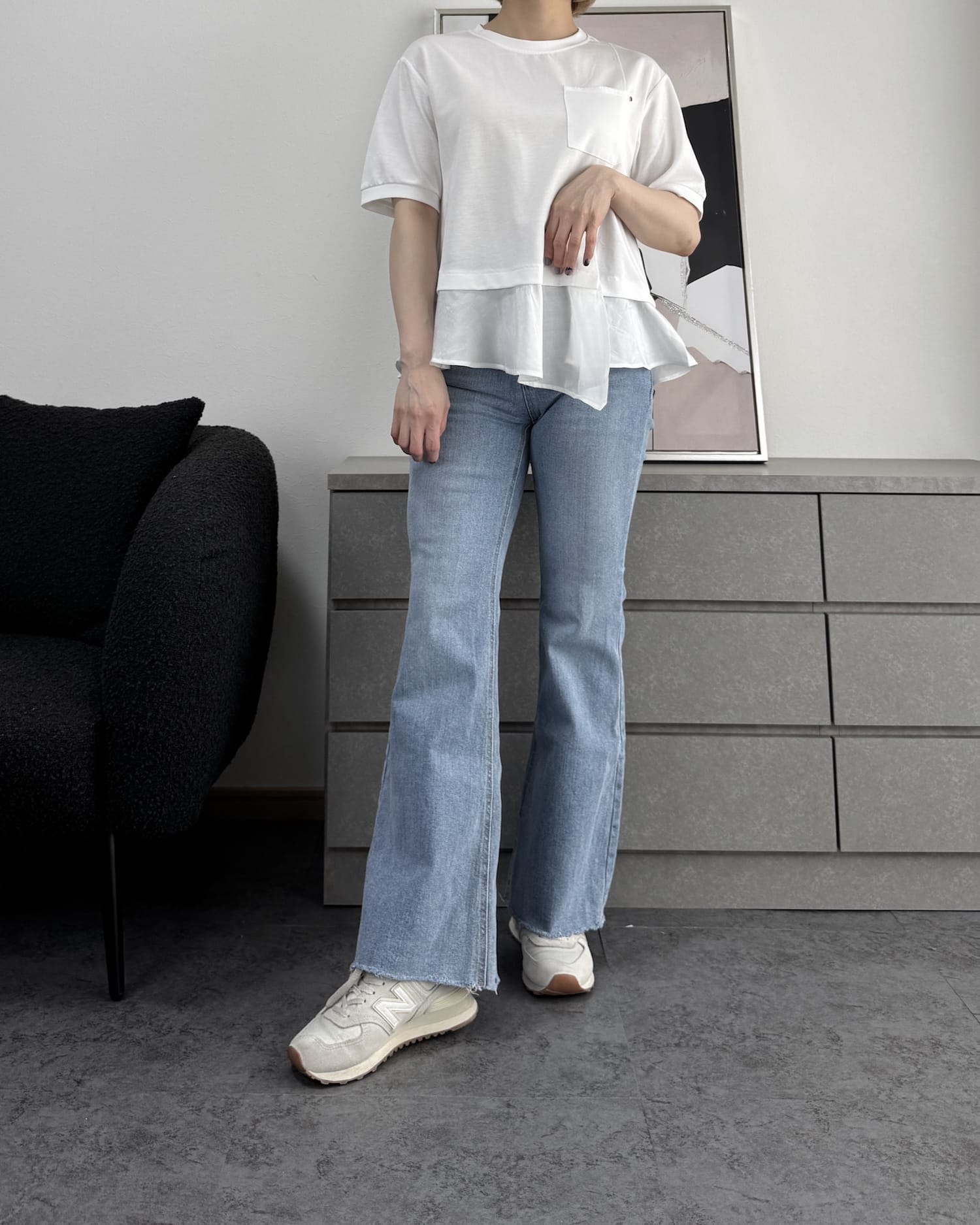 フリル切り替えデザインTシャツ