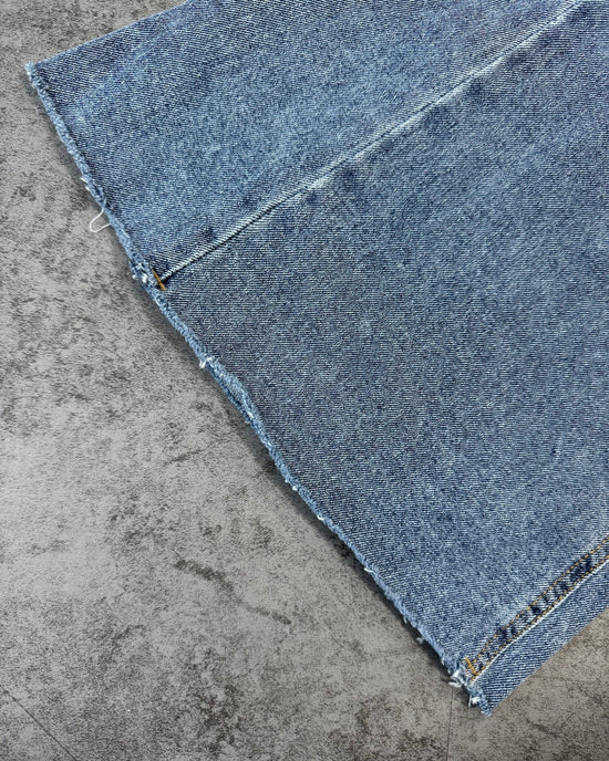 サイド切り替えカットオフワイドフレアデニム