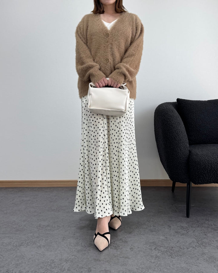 Vネックファーカーディガン