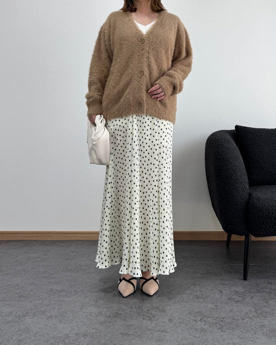 Vネックファーカーディガン