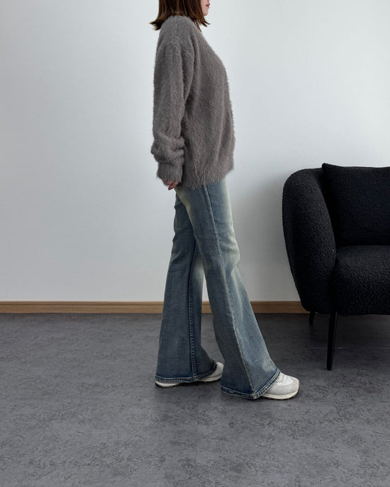 Vネックファーカーディガン