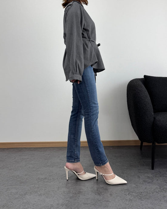 セミオフショルピンストライプトップス【3way】