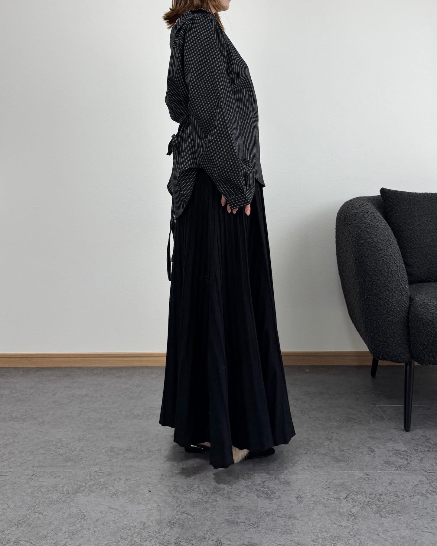 セミオフショルピンストライプトップス【3way】