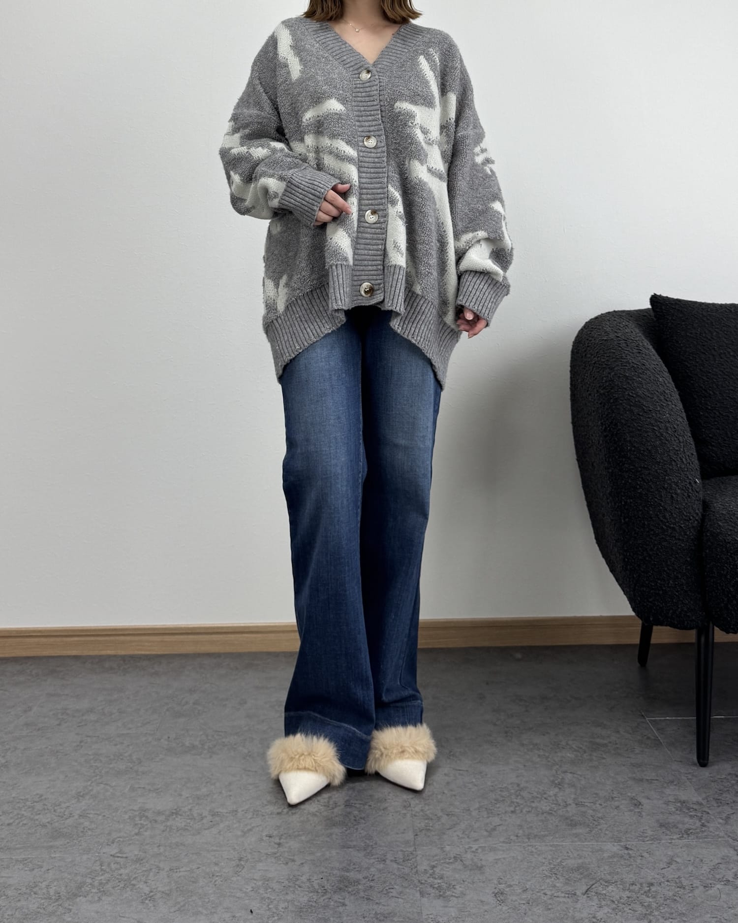 裾切り替えデニム