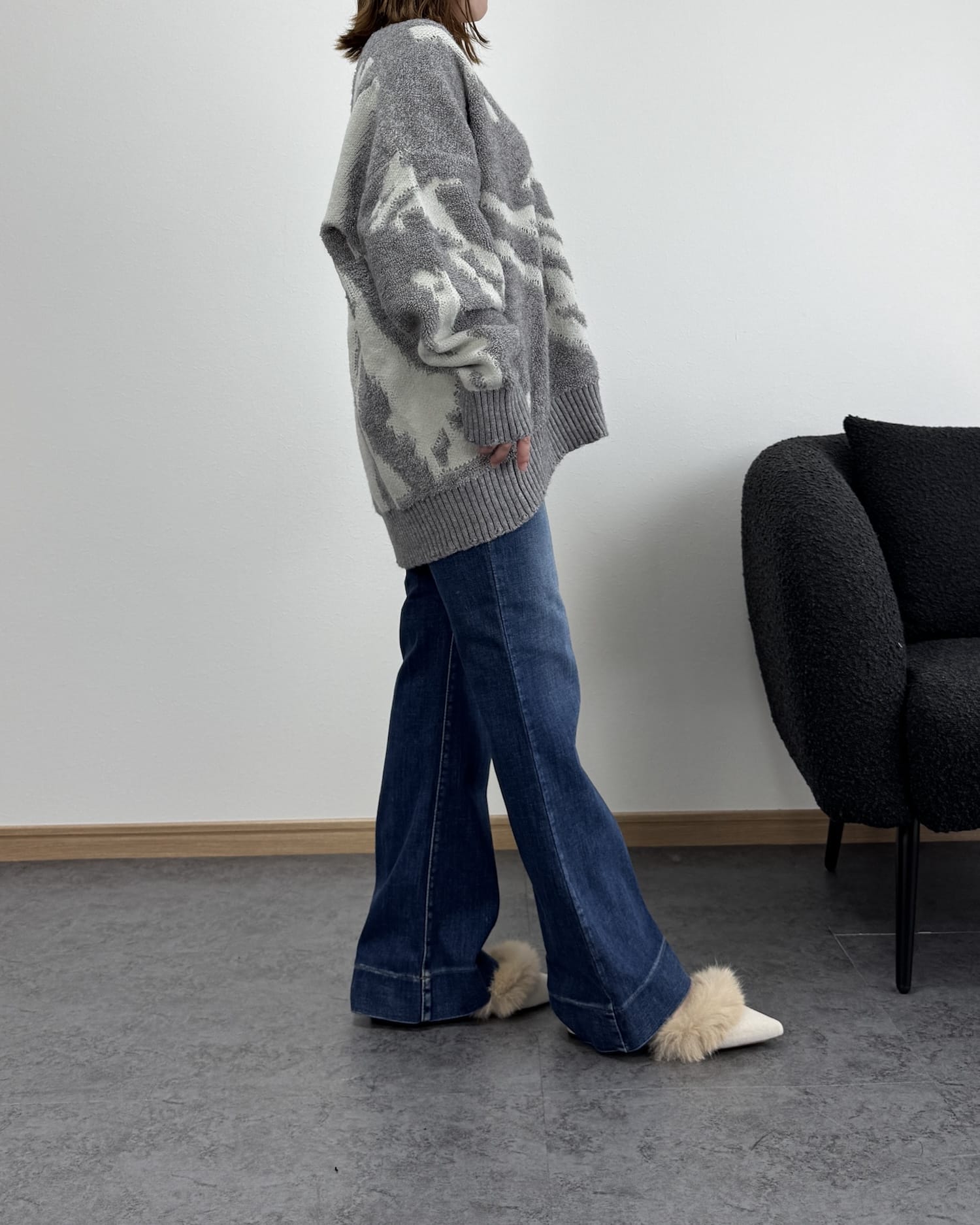 裾切り替えデニム