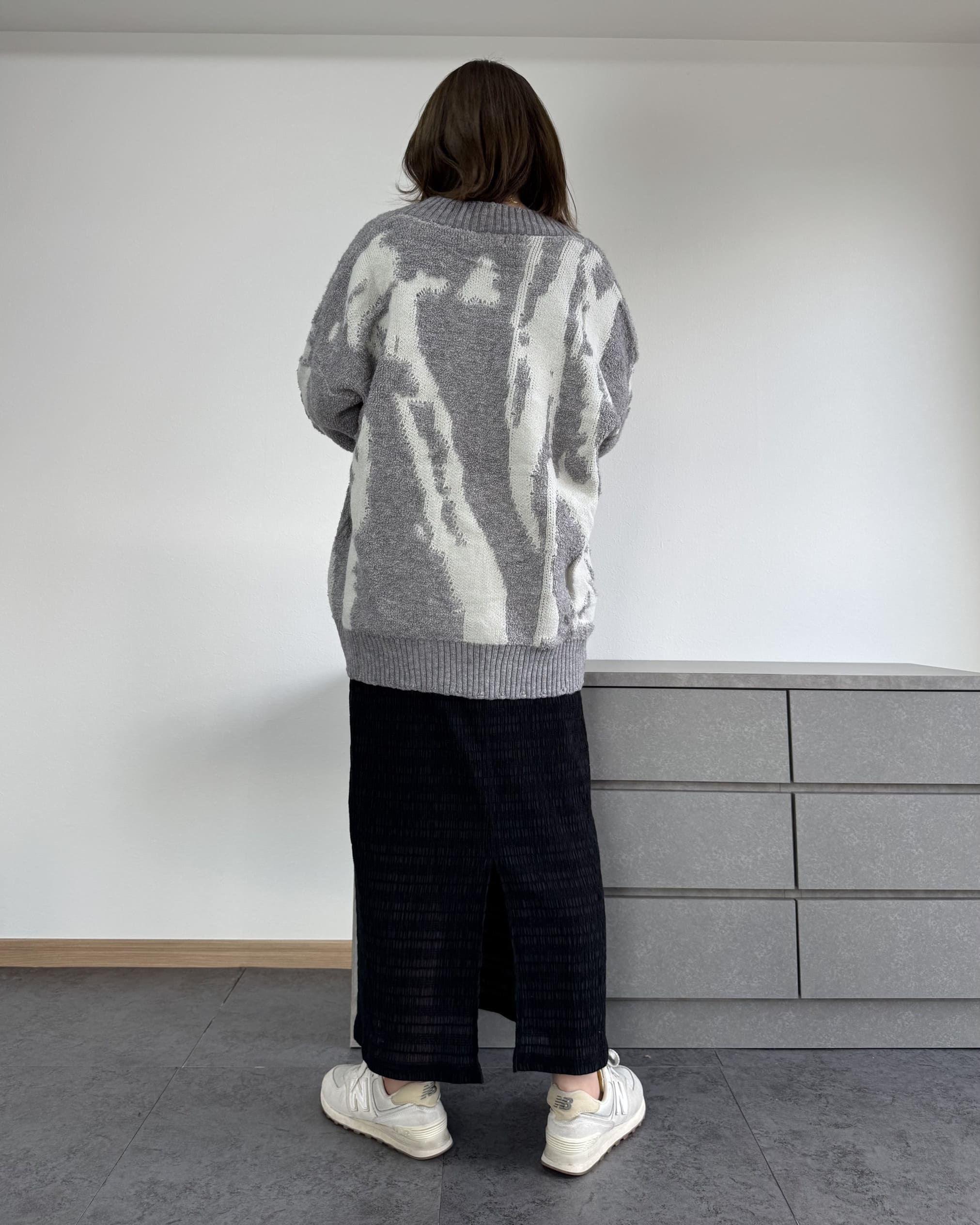 総柄オーバーカーディガン