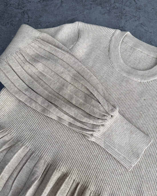 プリーツハイウエスト切り替えワンピース