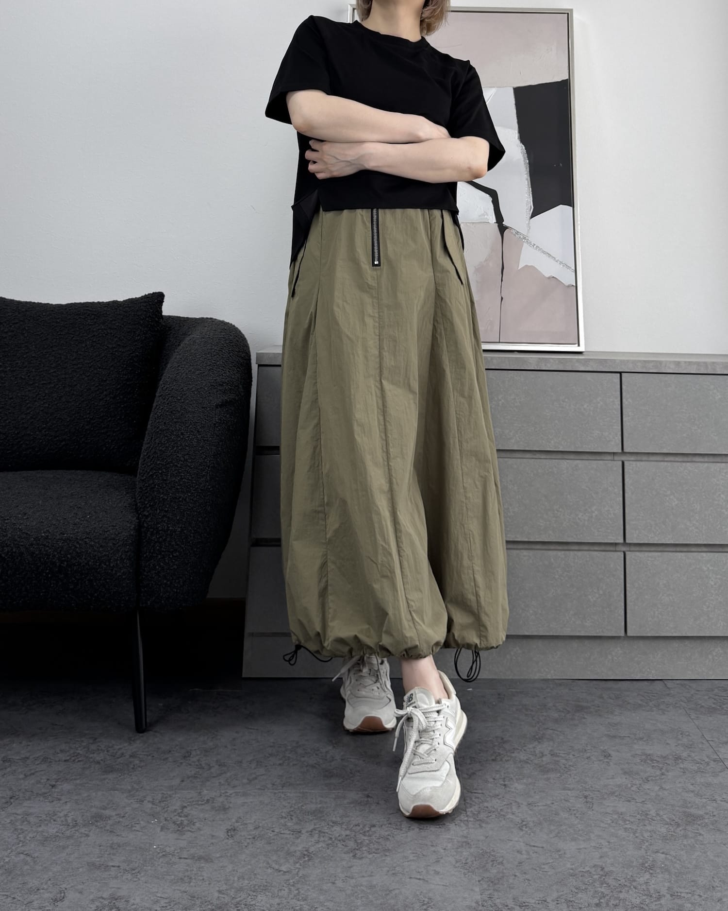 裾ドロストナイロンスカート