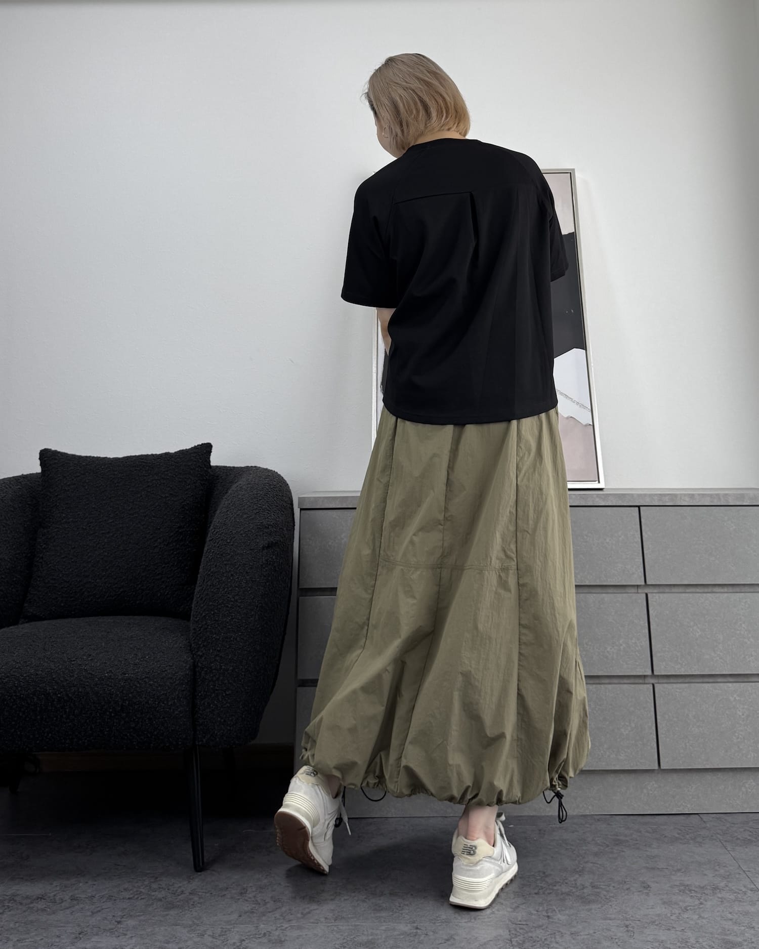 裾ドロストナイロンスカート