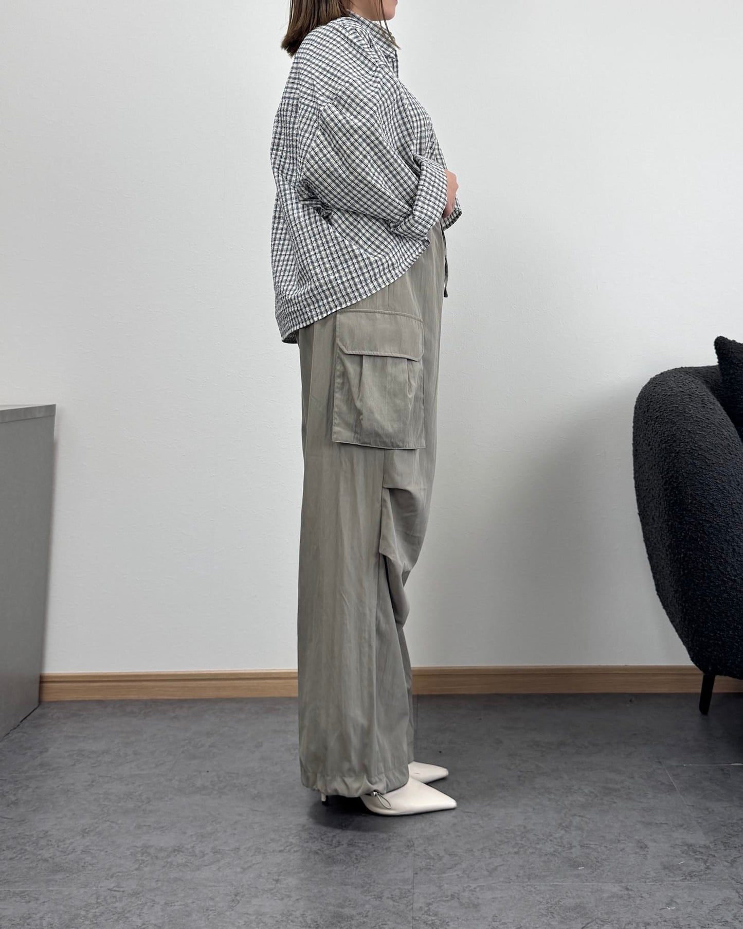 クロップドオーバーチェックシャツ