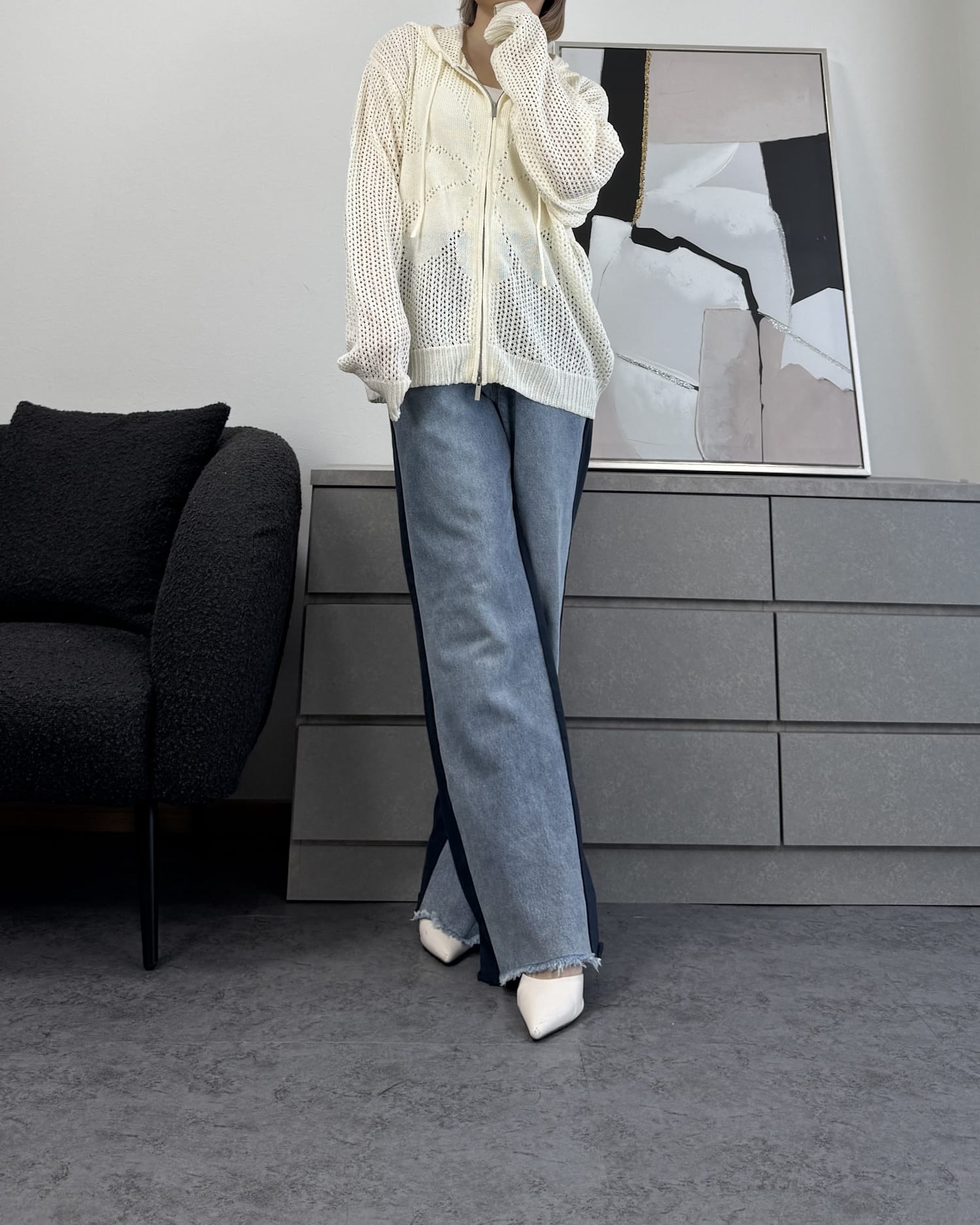 フラワーメッシュオーバーパーカー