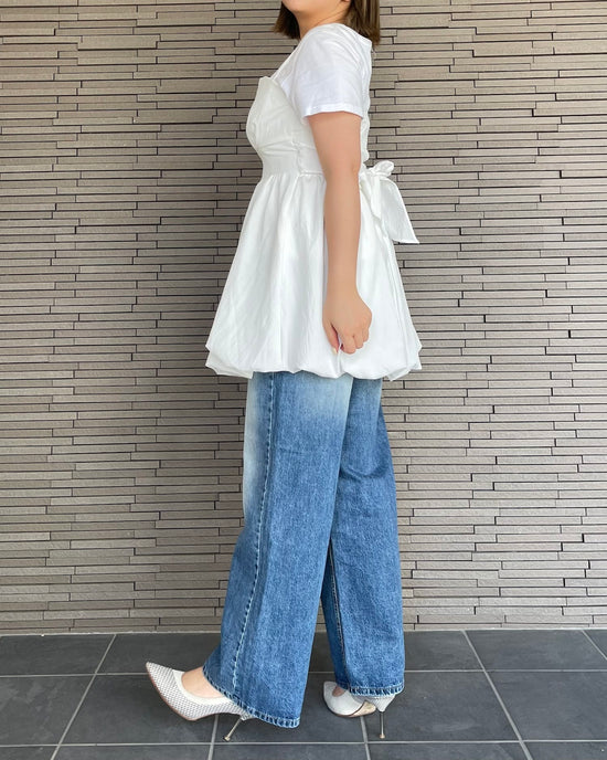 【体型カバー】バックリボンバルーンビスチェ
