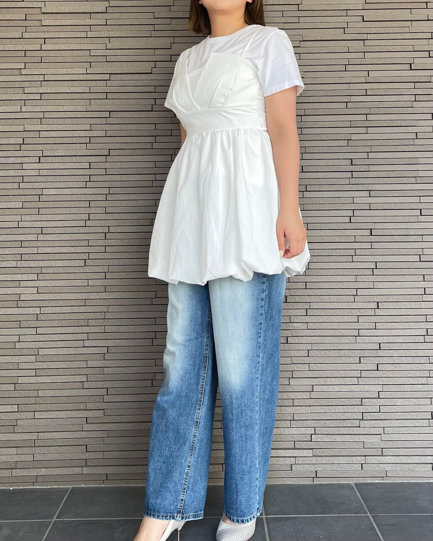【体型カバー】バックリボンバルーンビスチェ